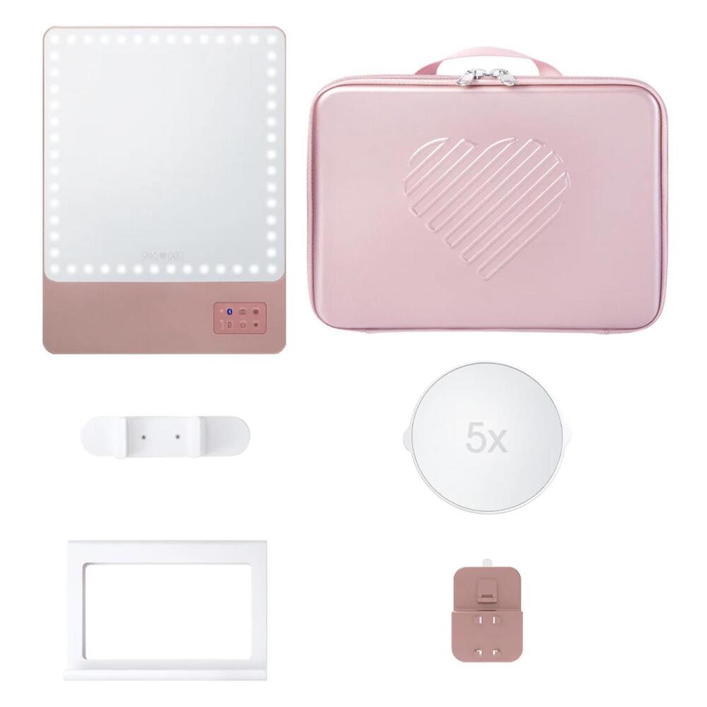 Glamcor RIKI Babe Travel Set Portable LED Makeup Mirror Kit with Light Rose Gold